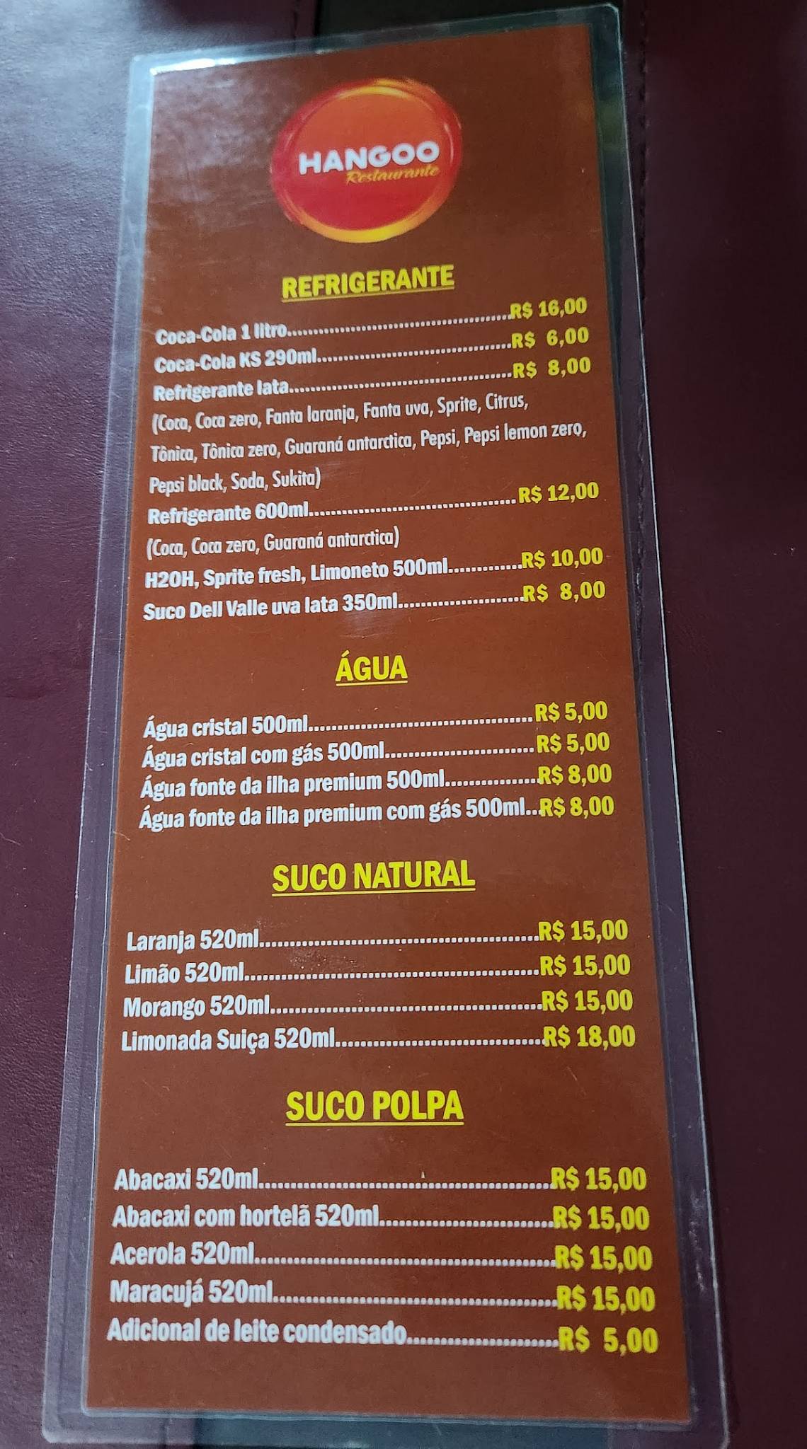 HANGOO Restaurante e Pizzaria cardápio