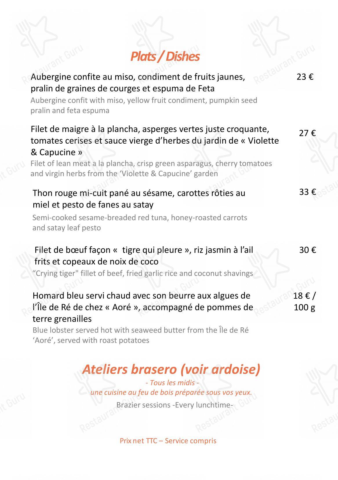 Menu pour HR Hôtel & Spa Marin - Menu