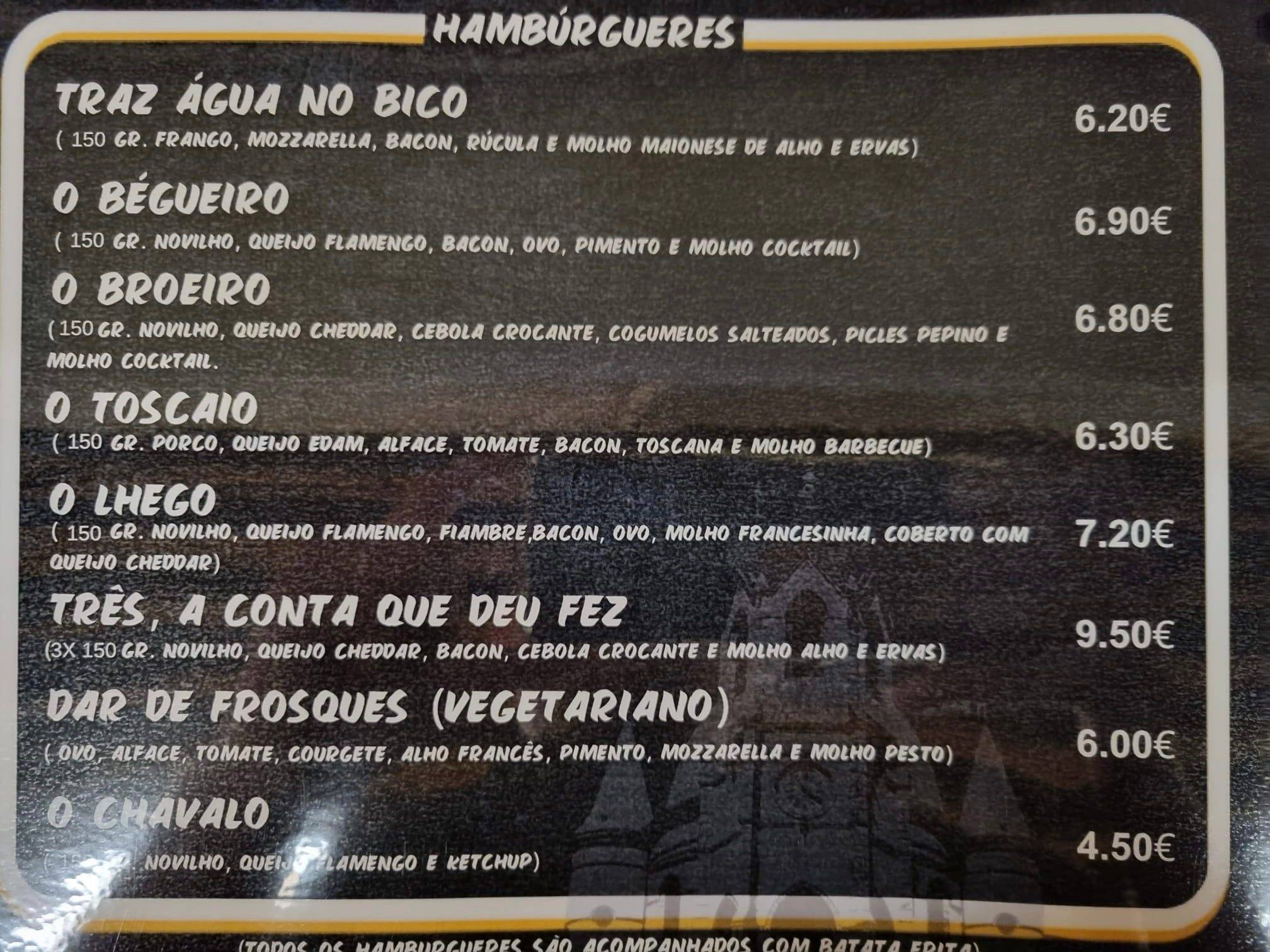 Menu em Hambúrgueria da Praça restaurante Lousada