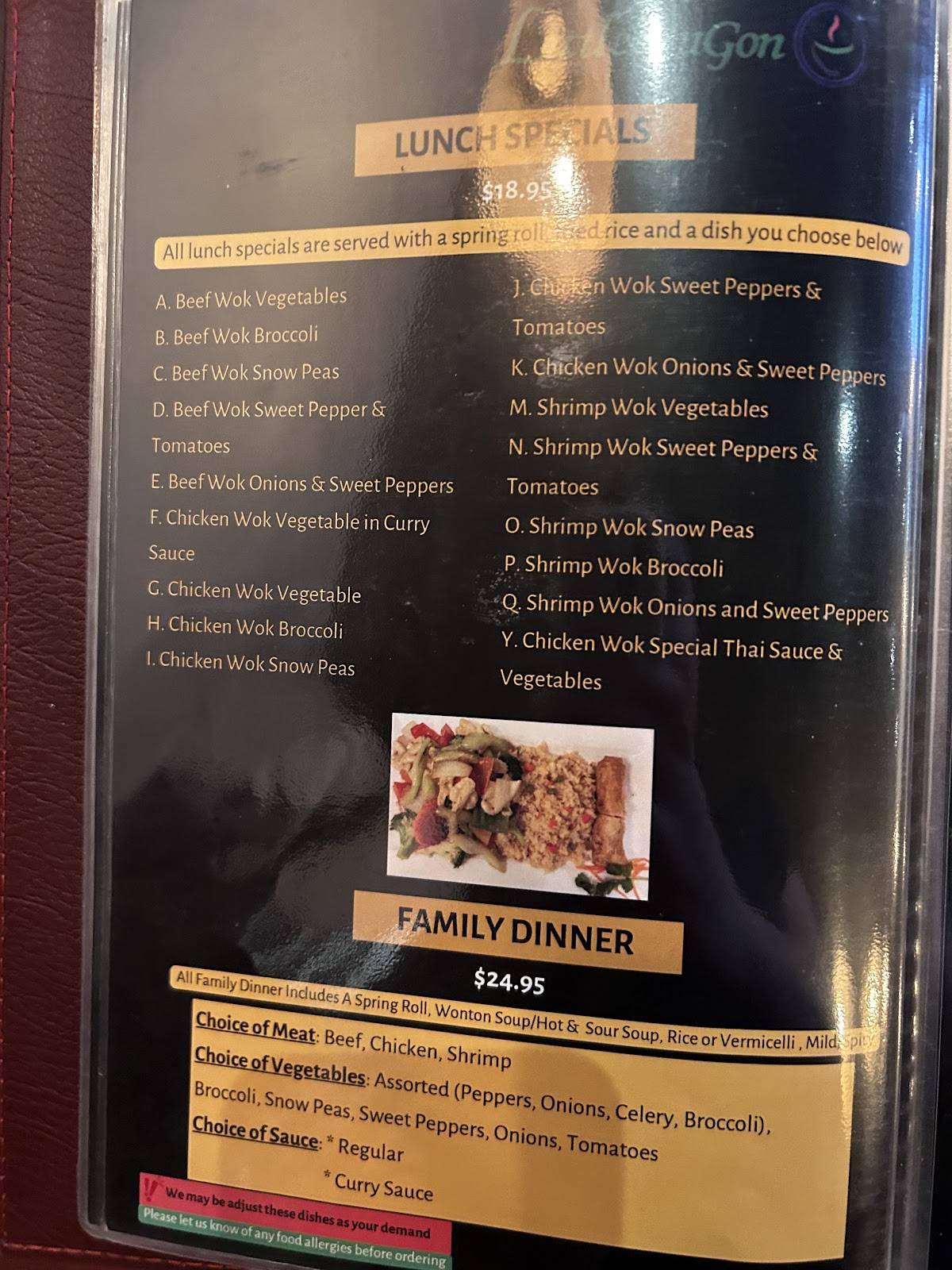 Menu de Little Saigon Vietnamese, Thai & Japanese Restaurant