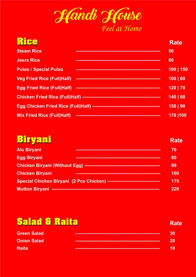 Handi House menu