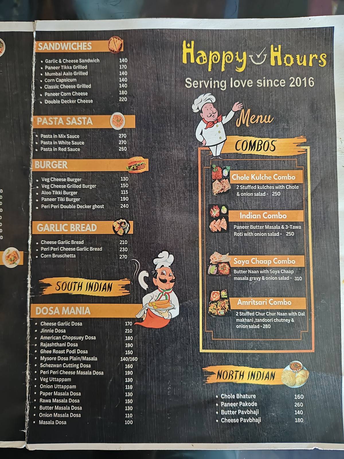 Happy Hours menu