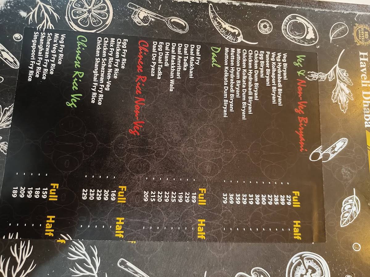 Haveli - Dhaba menu