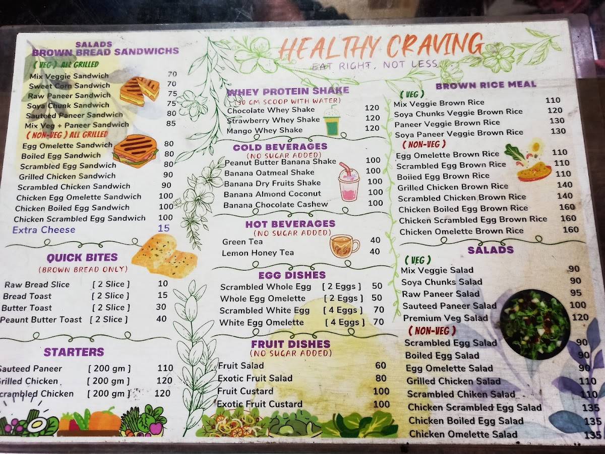 Healthy Craving menu