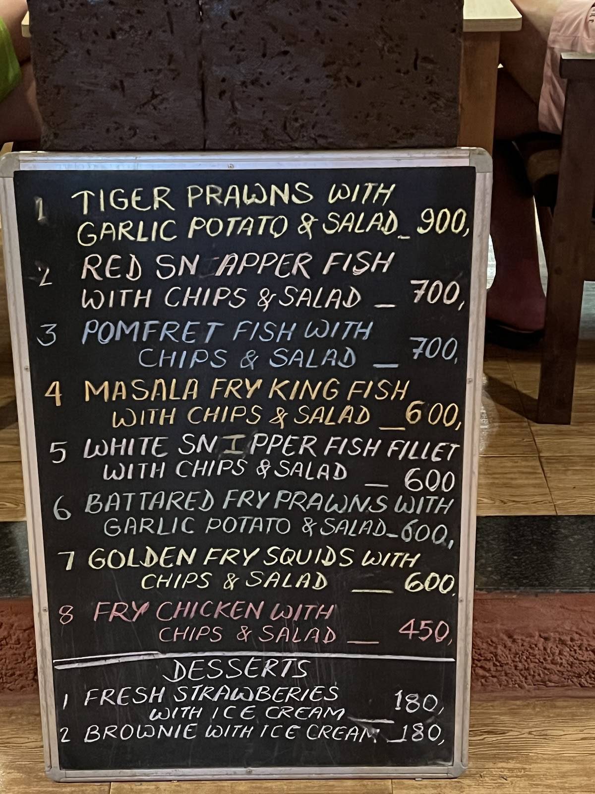 Himalaya Bar and restaurant menu