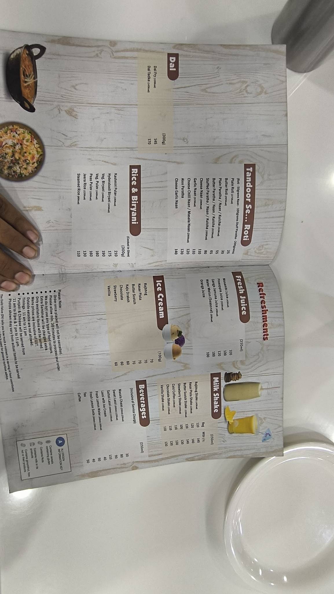 Honest Restaurant menu