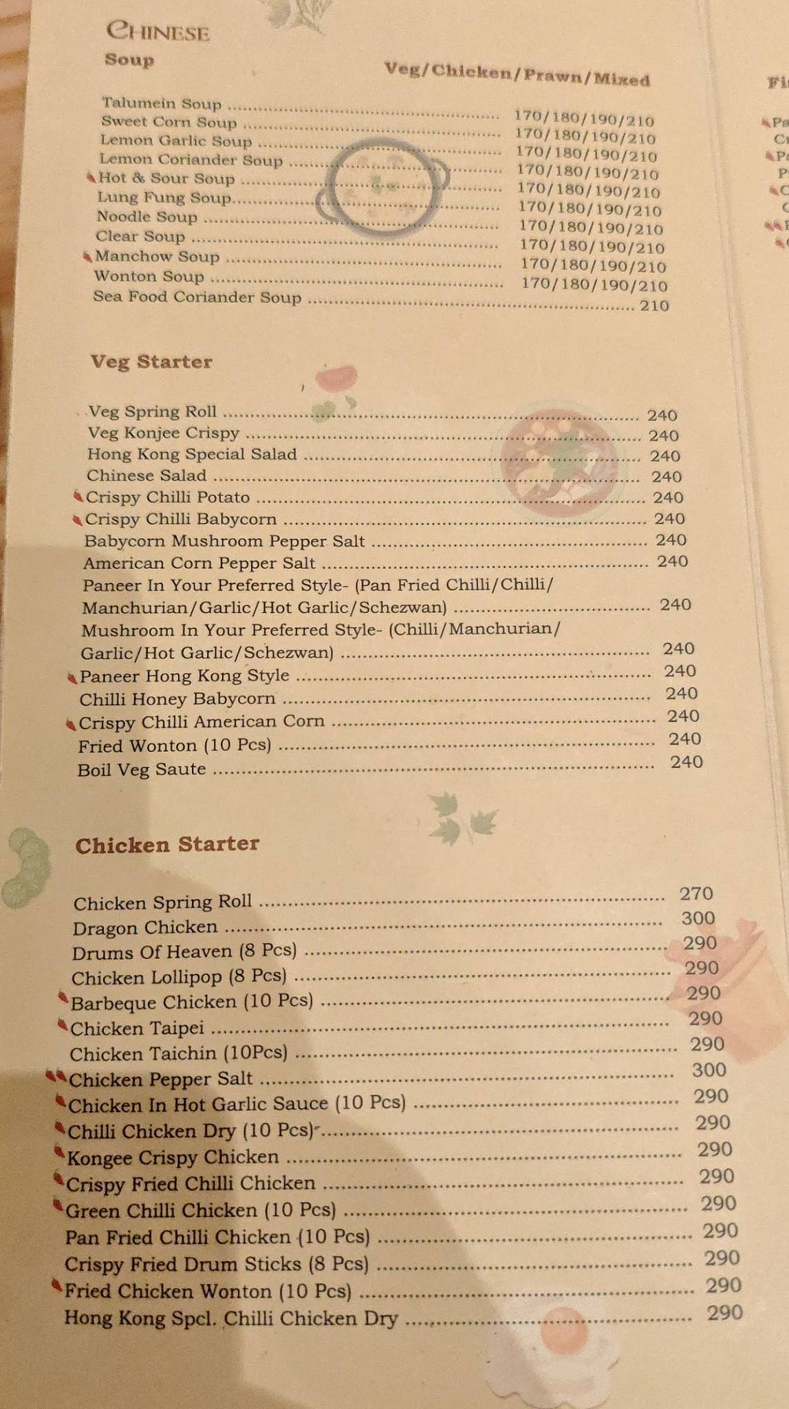 Hong Kong Bistro menu
