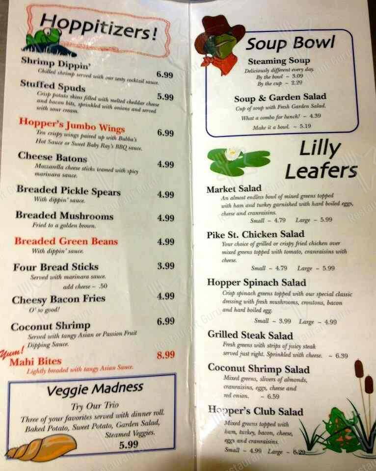 Menu at Hoppers Pike Street Grill pub & bar, Goshen