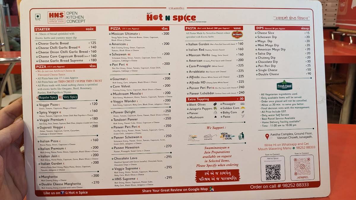 Hot N Spice menu