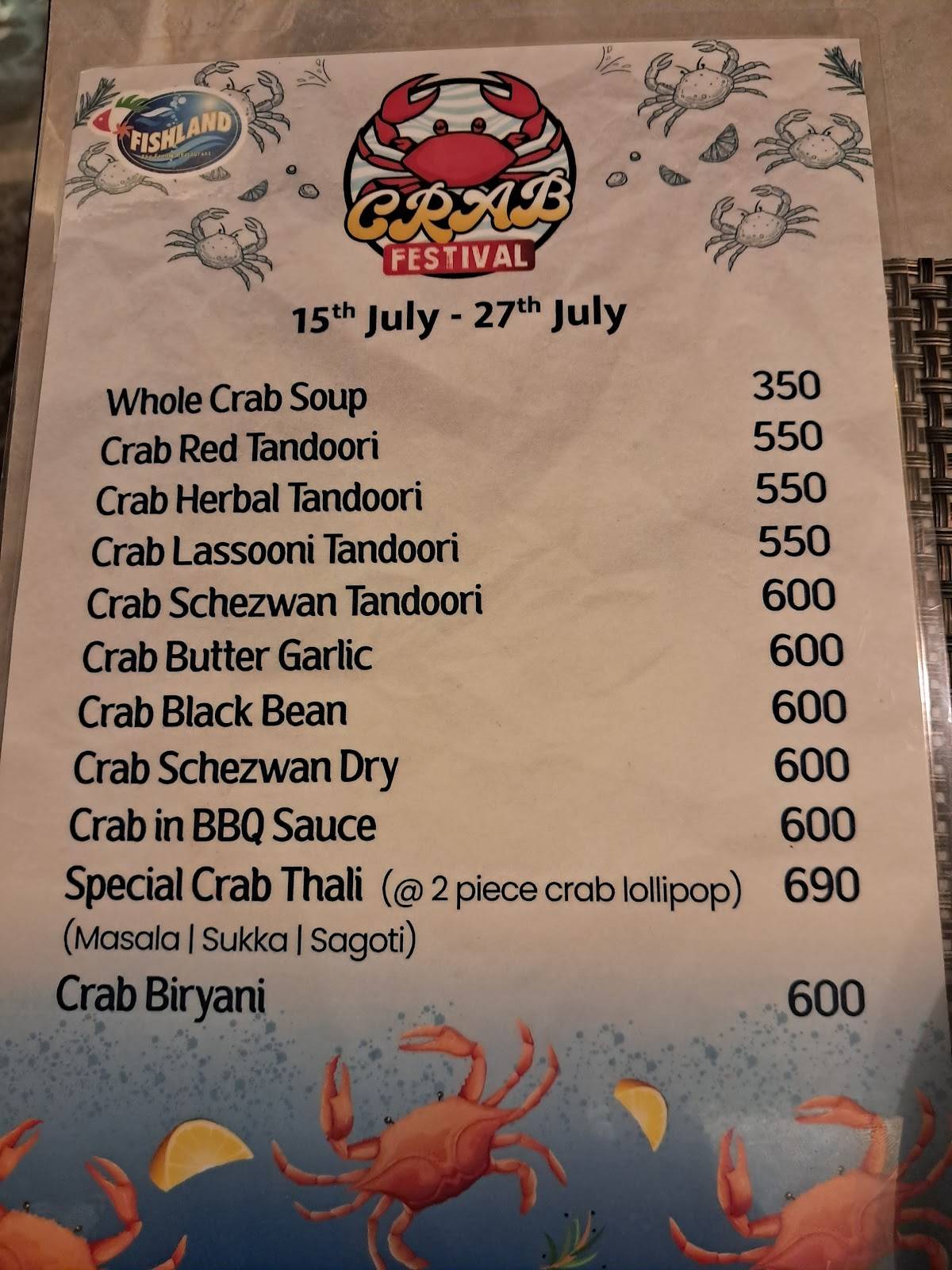 Fishland Family Restaurant & Bar Thane menu