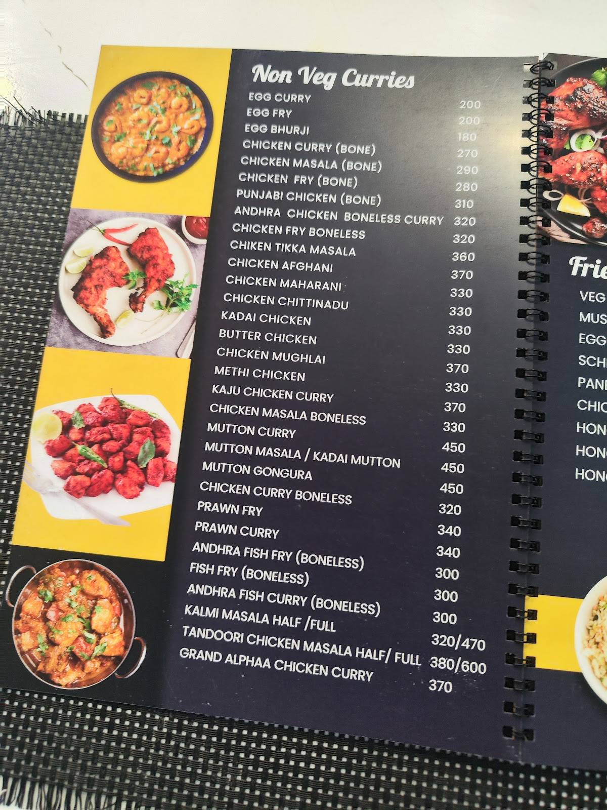 Hotel Grand Alphaa menu