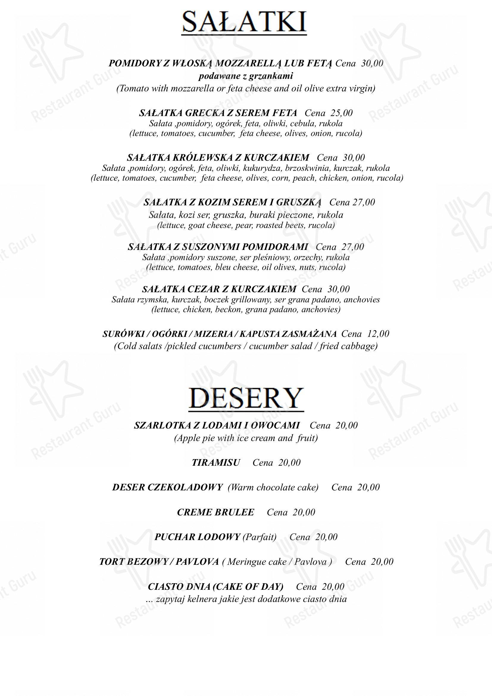 Menu at Pensjonat & Restauracja BUDA restaurant, Krosno, Jagiellońska 4