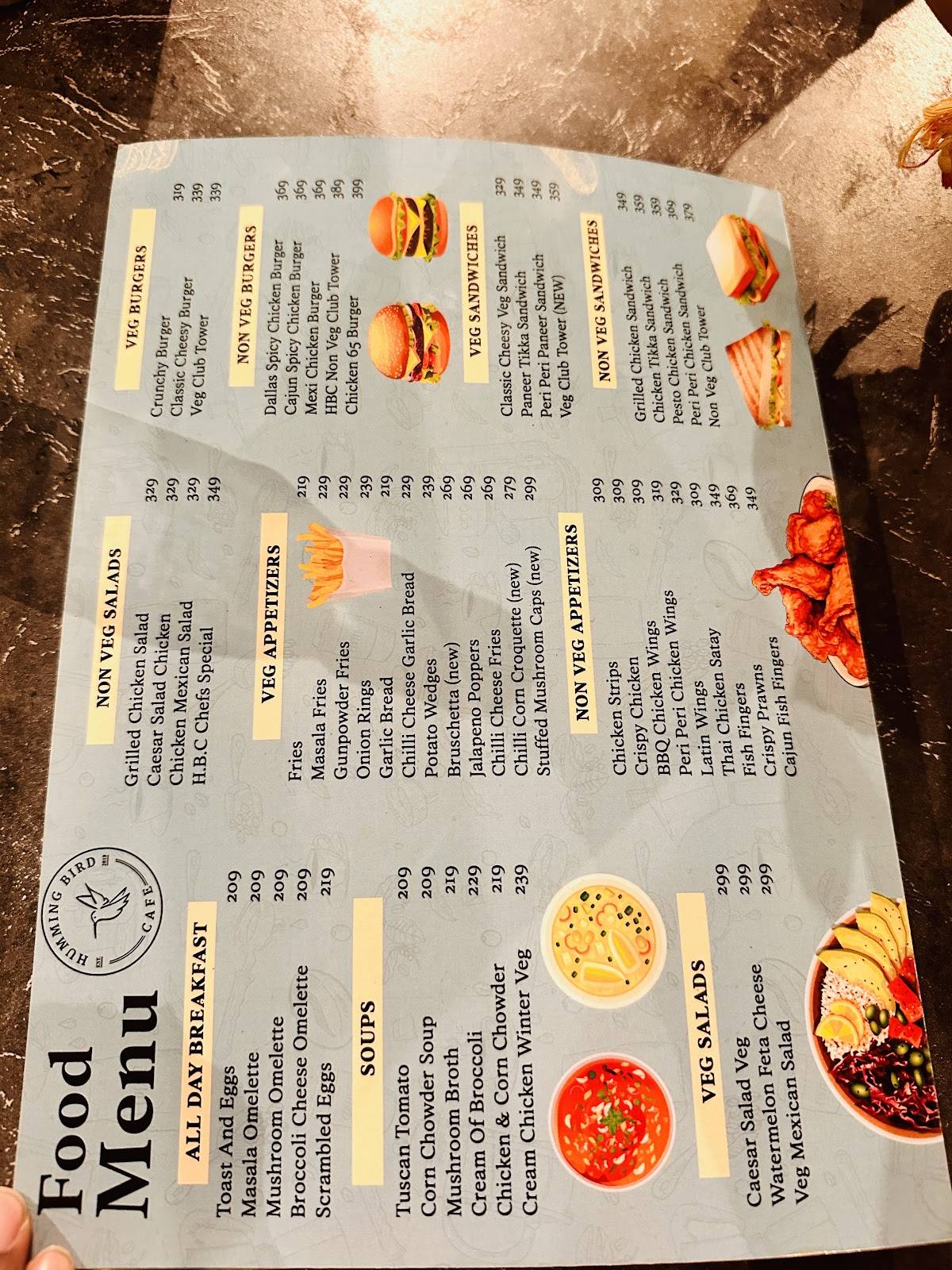 Humming Bird Cafe menu