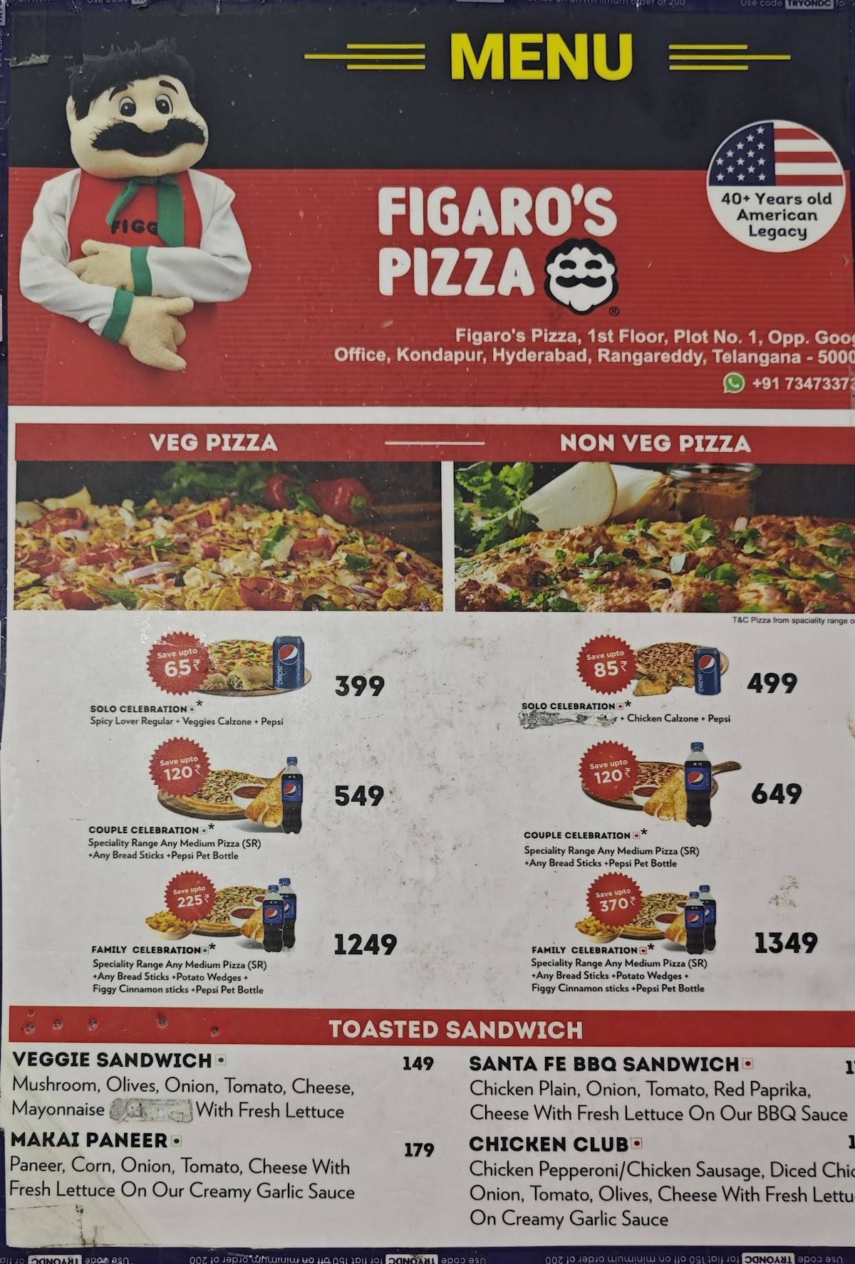 Figaro's Pizza menu