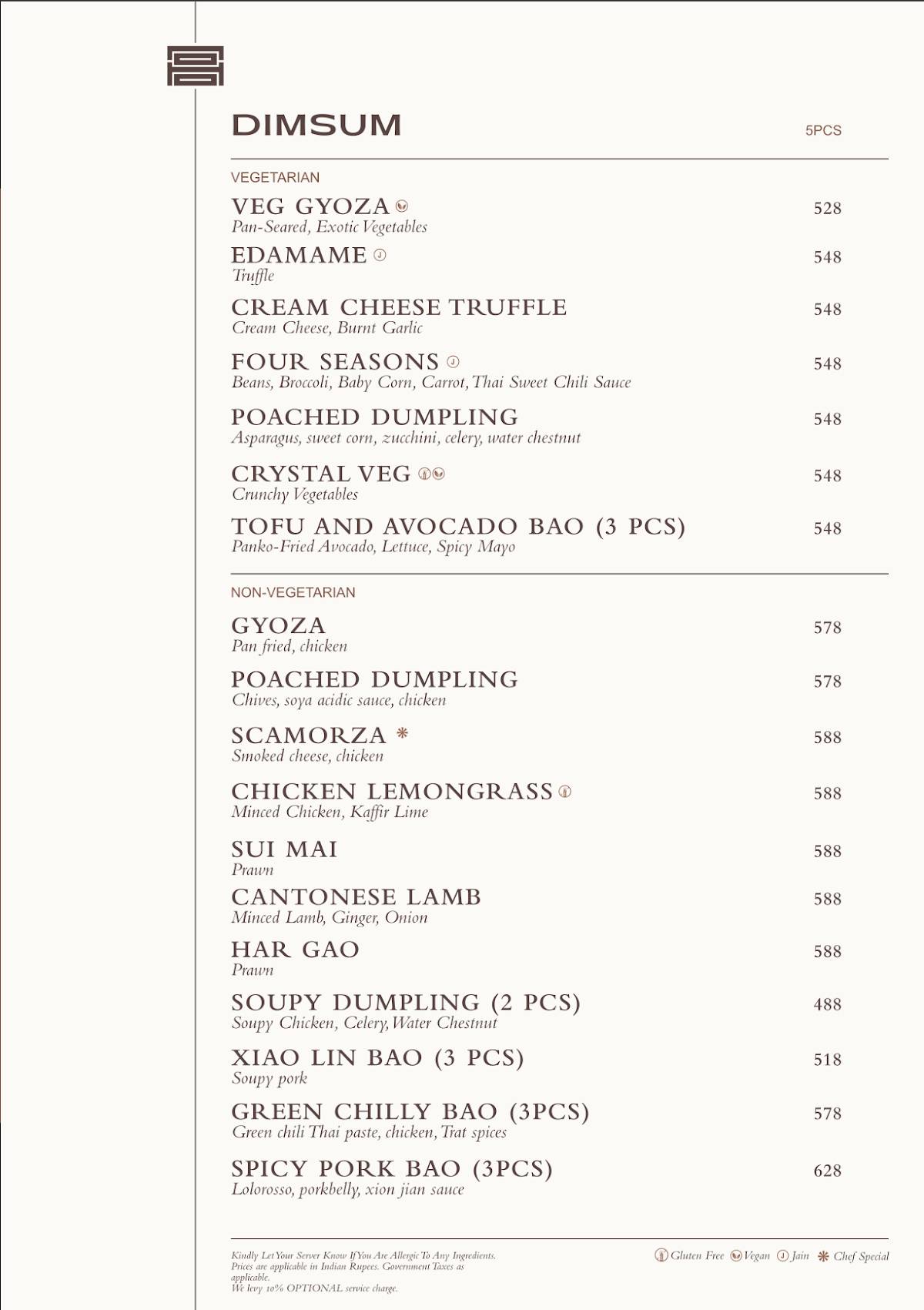 Noho Progressive Asian House menu