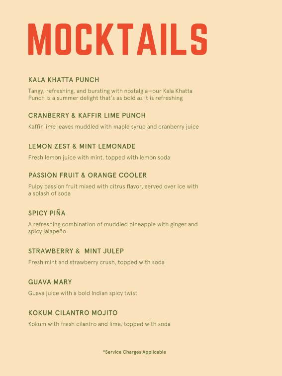 The Fisherman's Wharf, Hyderabad menu