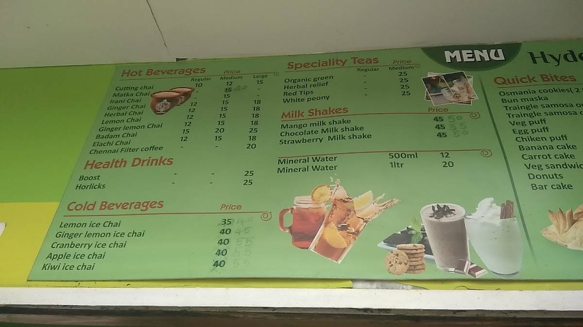 Hyderbadi Chai Adda menu