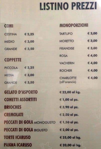 Menu di I Caruso 
