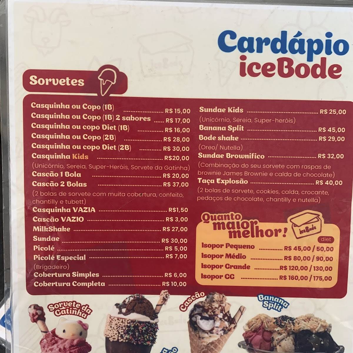 Icebode - Batista Campos cardápio