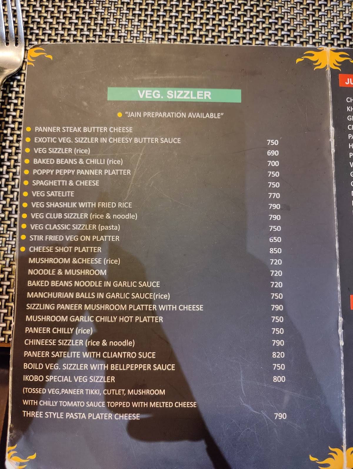 Ikobo Sizzlers menu