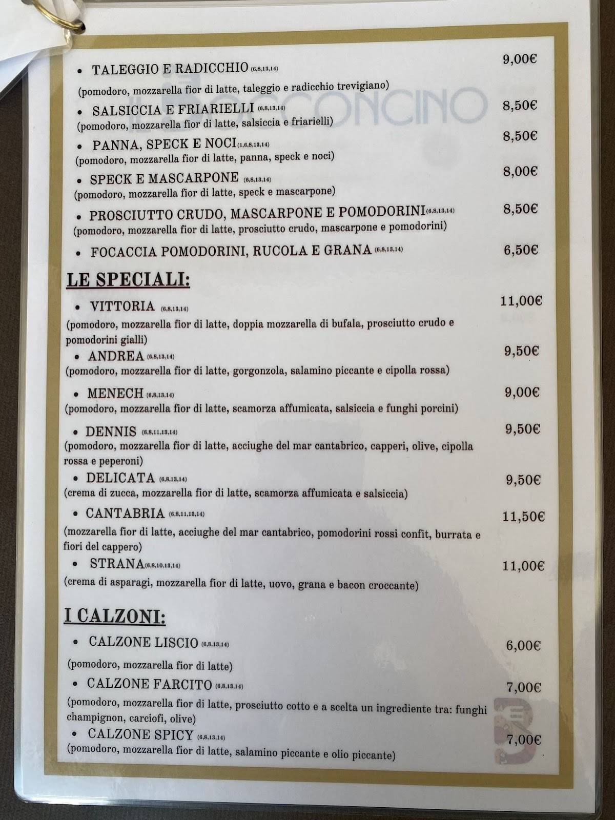 Menu di Il Bocconcino 