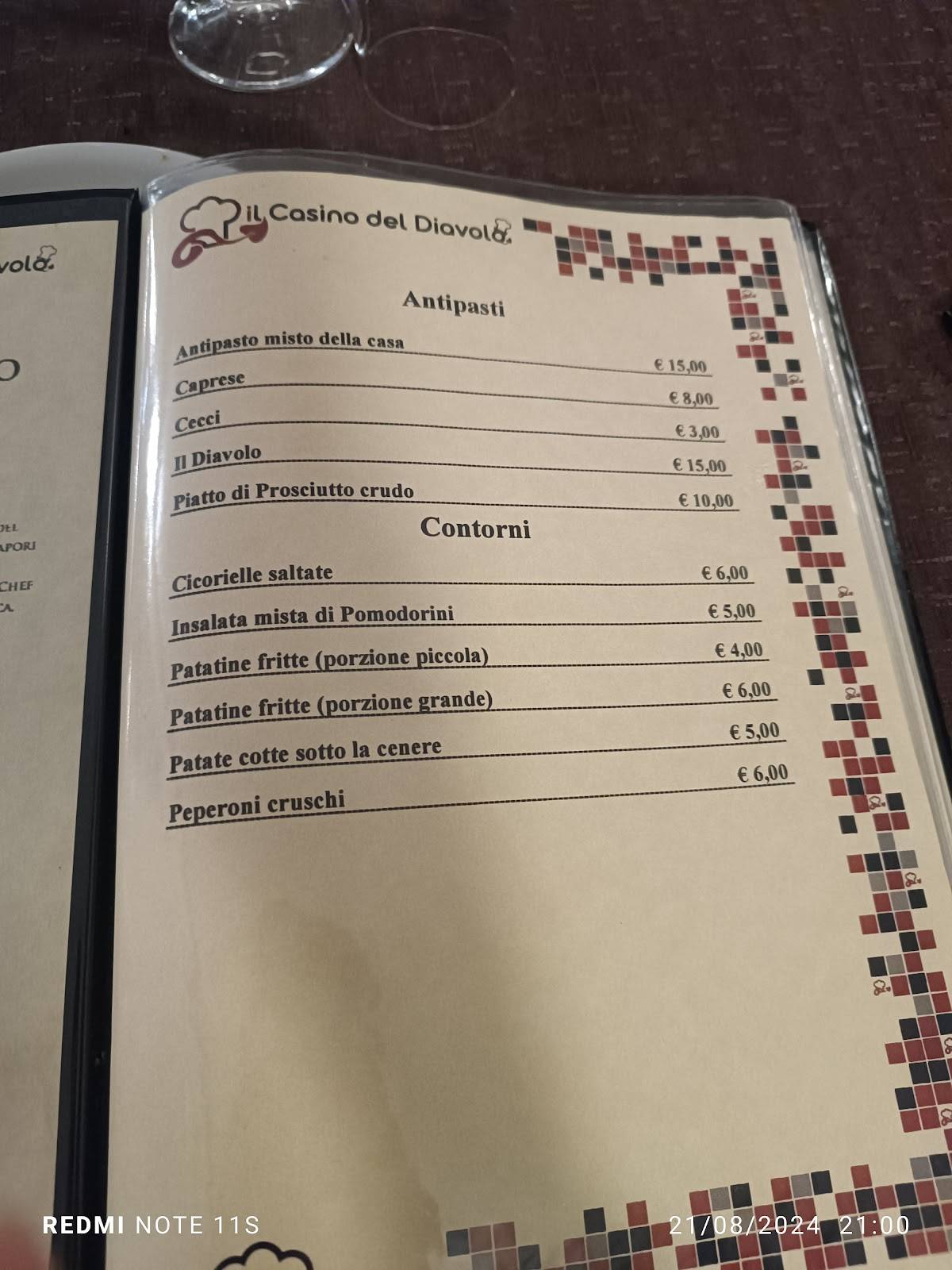 Menu di Il Casino del Diavolo 