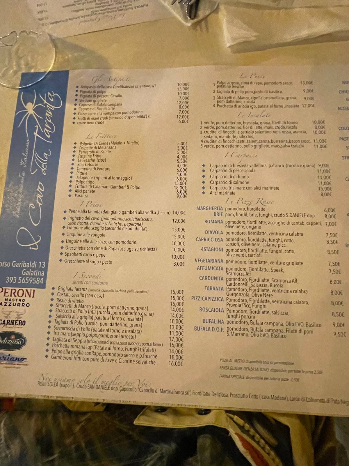 Menu di Il Covo della Taranta 