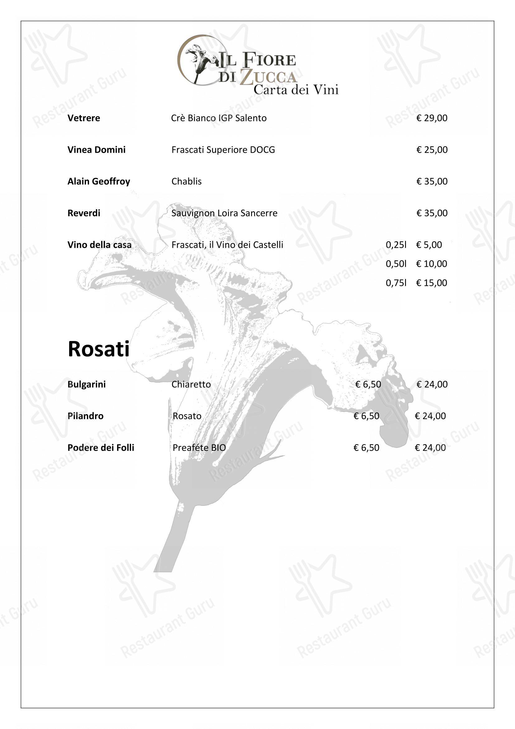 Il Fiore di Zucca in Gardone Riviera - Menu bar