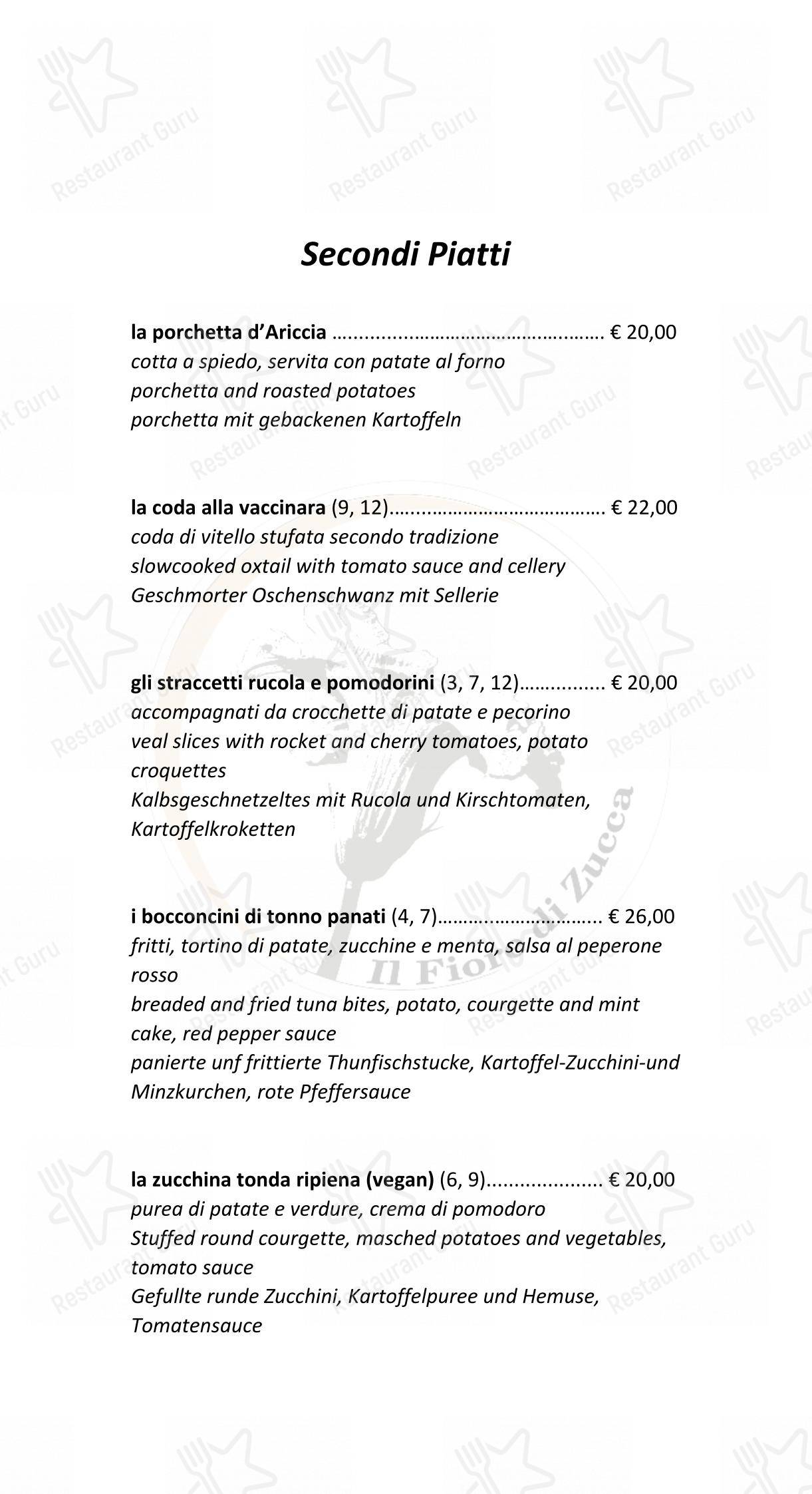 Menu di Il Fiore di Zucca - Menu