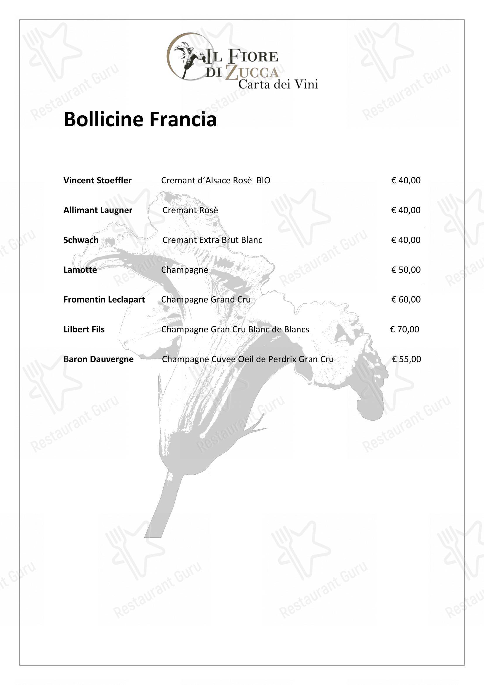 Menu bar per Il Fiore di Zucca in Gardone Riviera