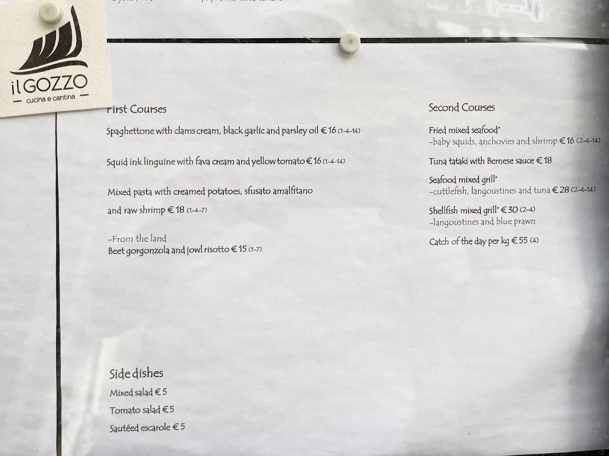 Menu di Il Gozzo 
