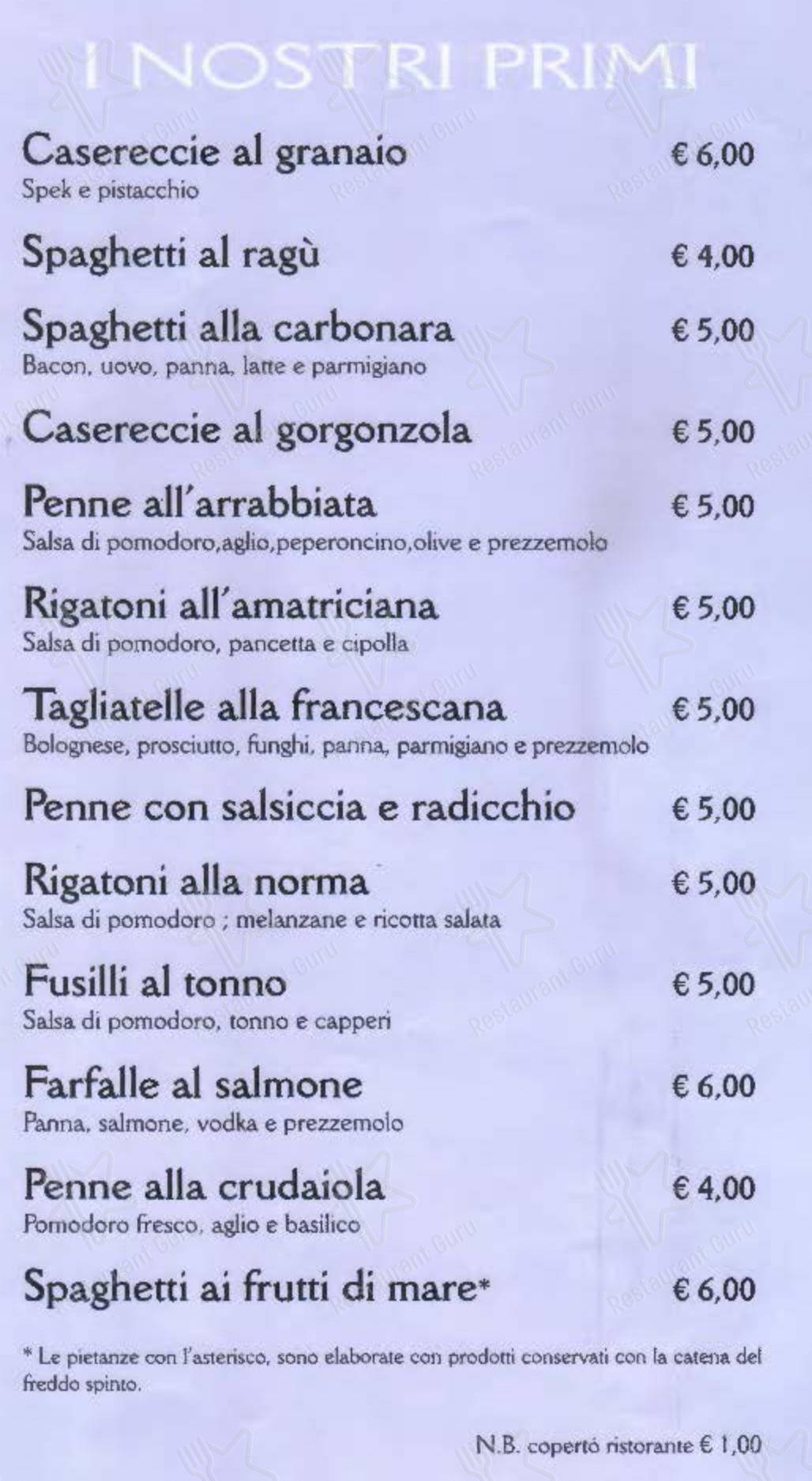 Il Granaio in Roccapalumba - Menu bar
