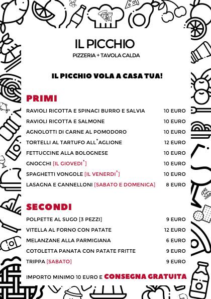 Menu di Il Picchio ~ Pizzeria & Tavola Calda 