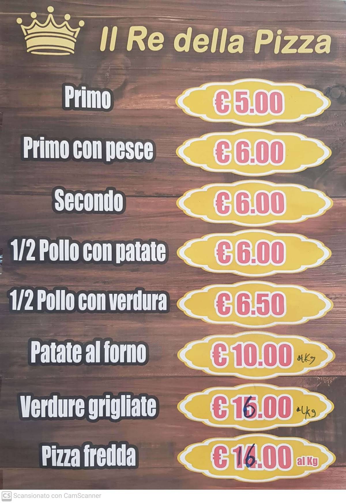 Menu di Il Re delle Pizza 1 e la Tavola Calda 