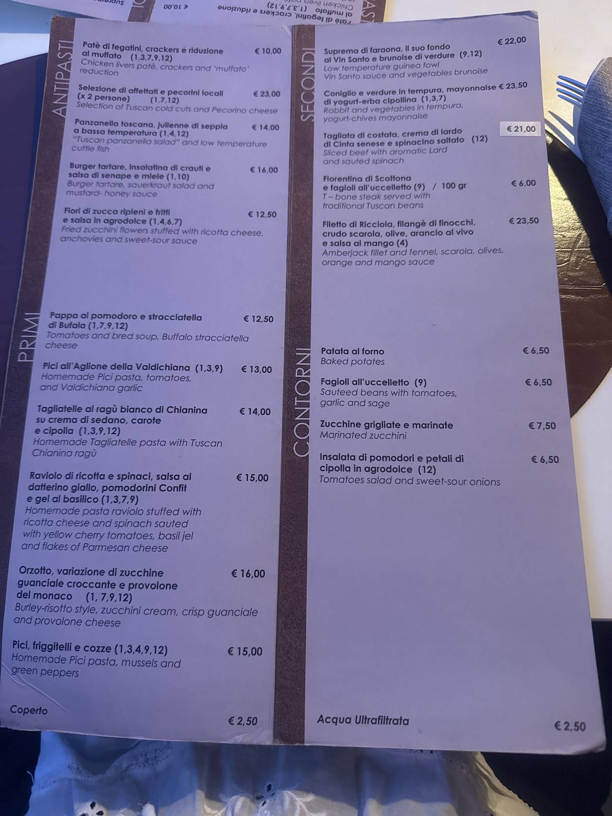 Menu di Il Teatro Cucina Toscana 