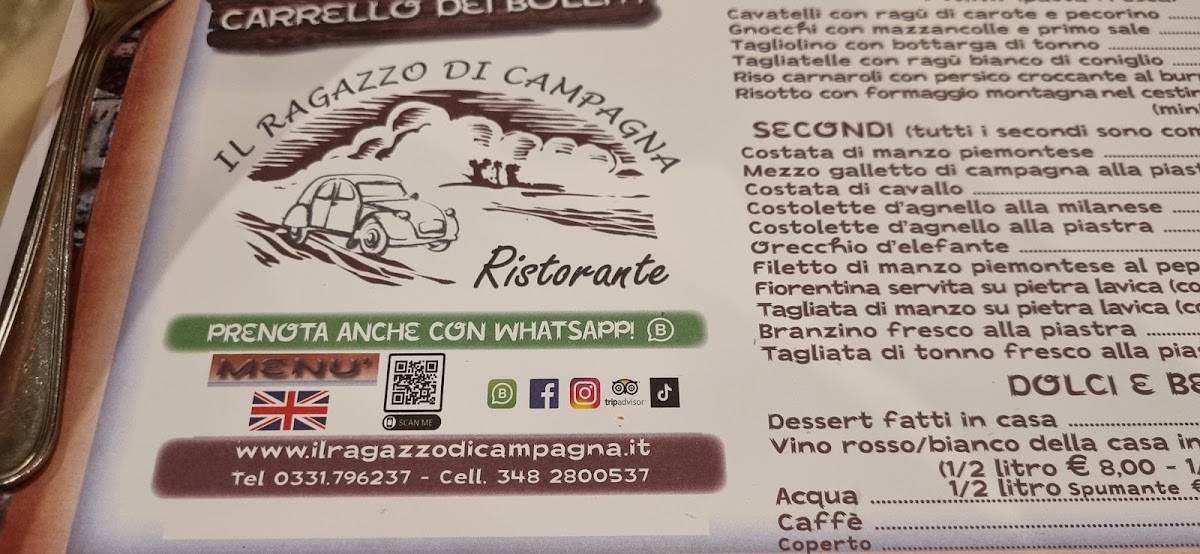 Menu di Ristorante Il Ragazzo di Campagna 
