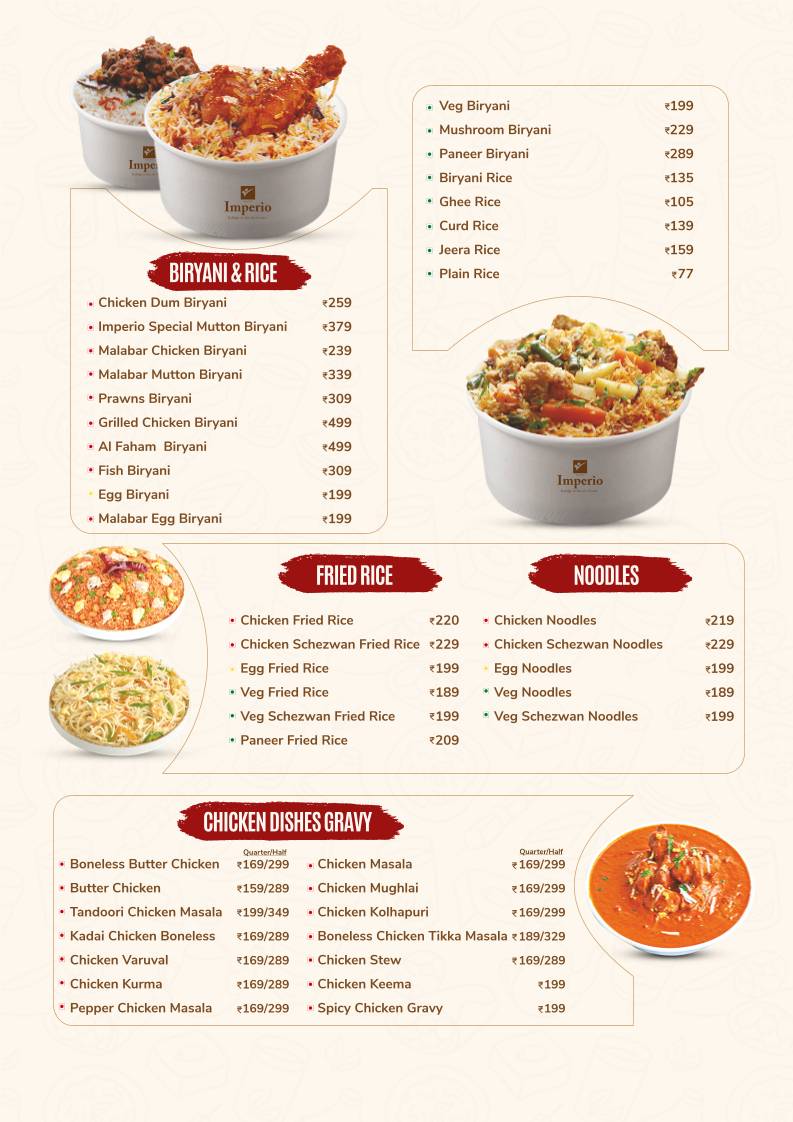 Imperio Restaurant menu