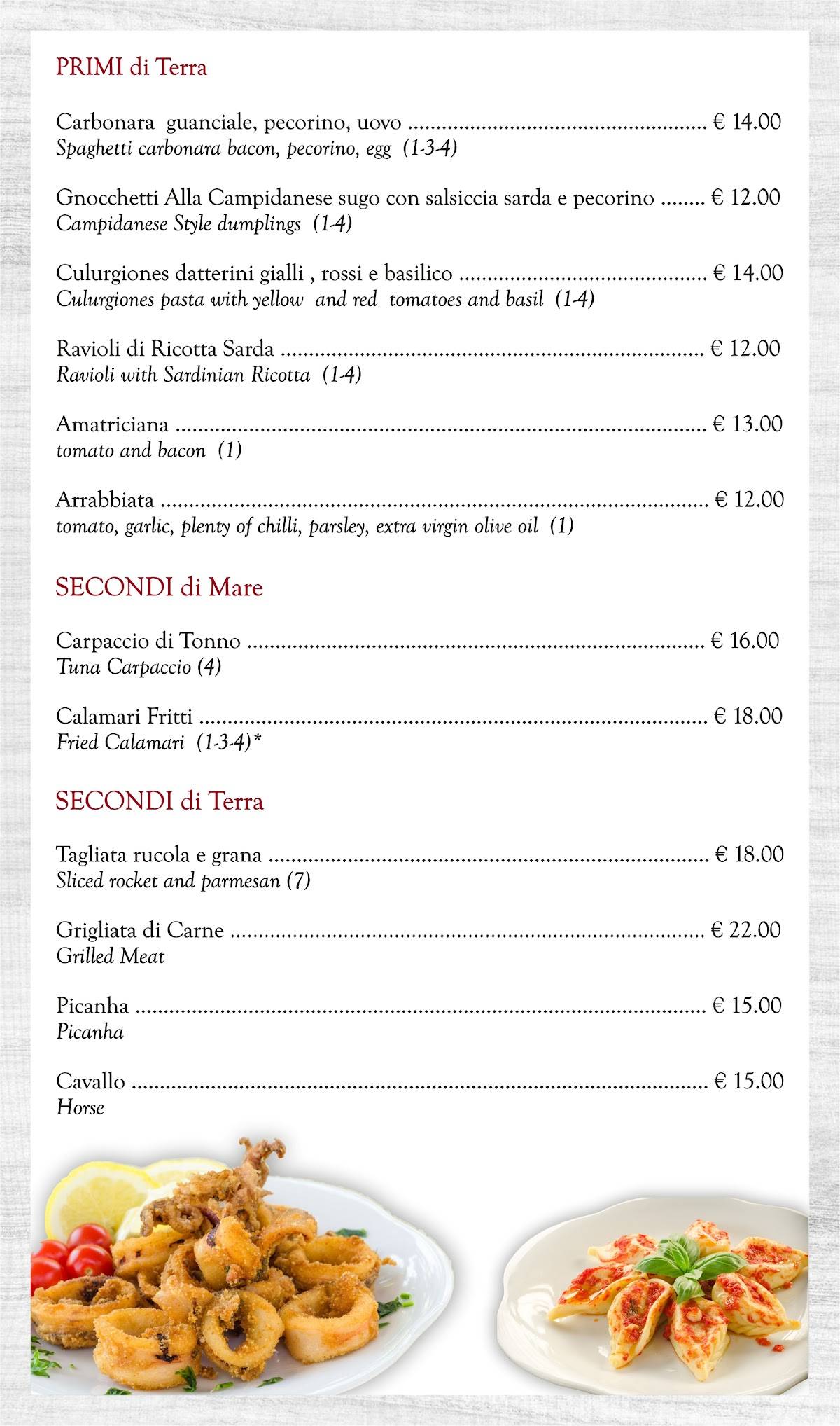 Menu di In Grano Pizzeria 