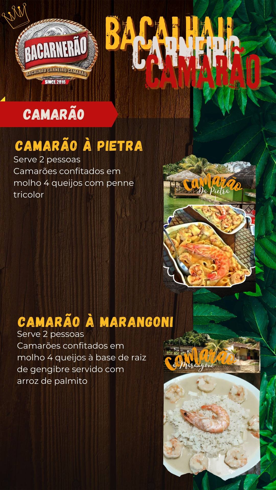 Bacarnerão cardápio