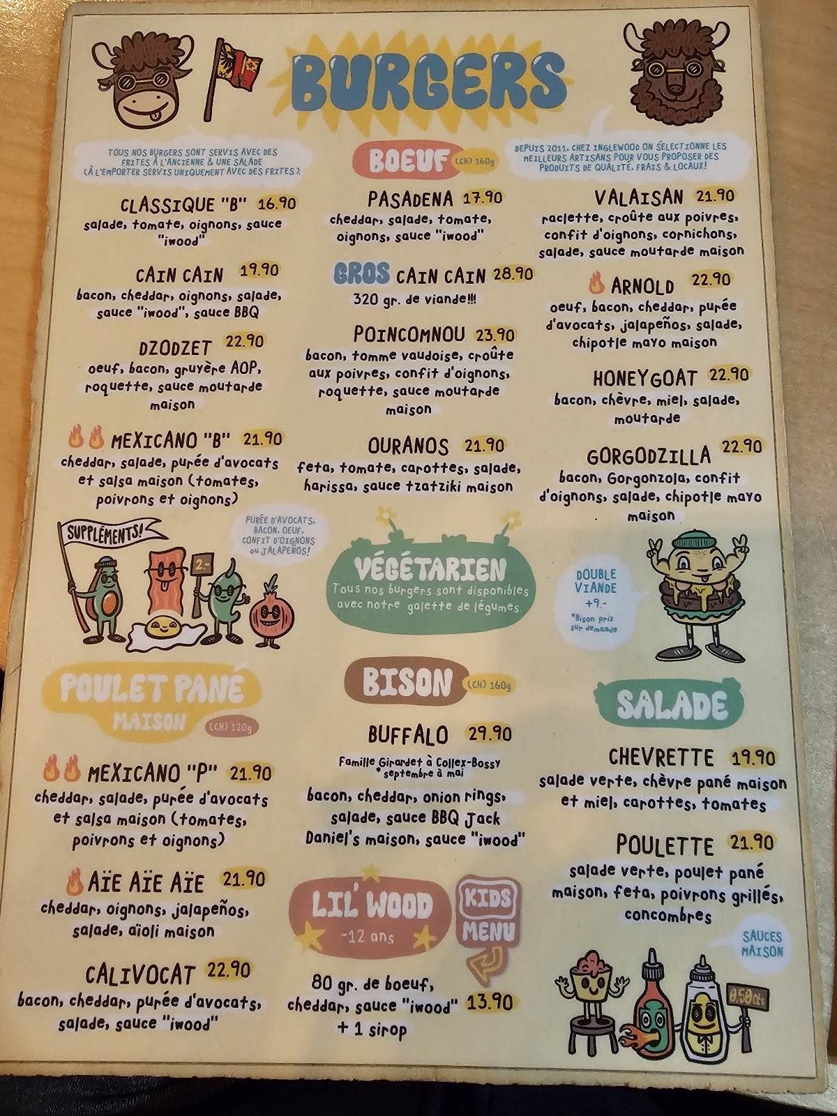 Menu di Inglewood Plainpalais 