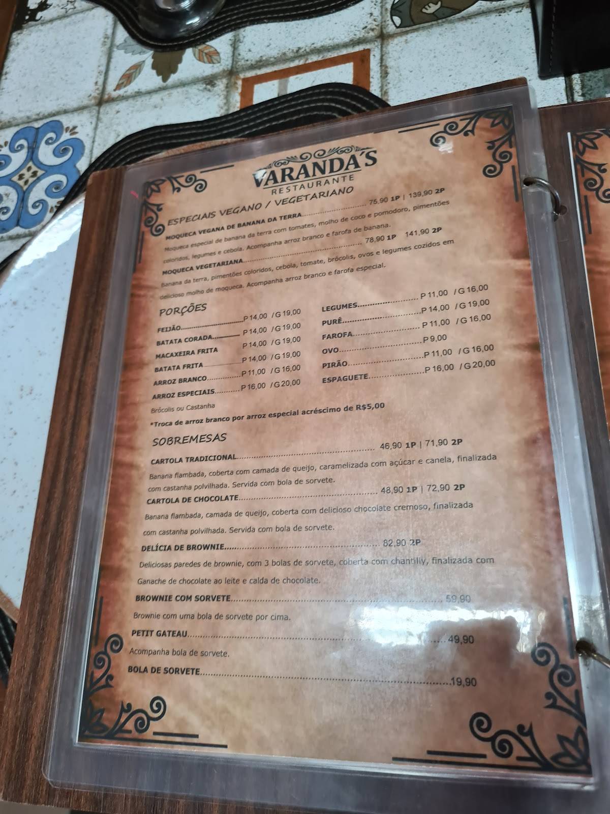 Varanda's Restaurante cardápio