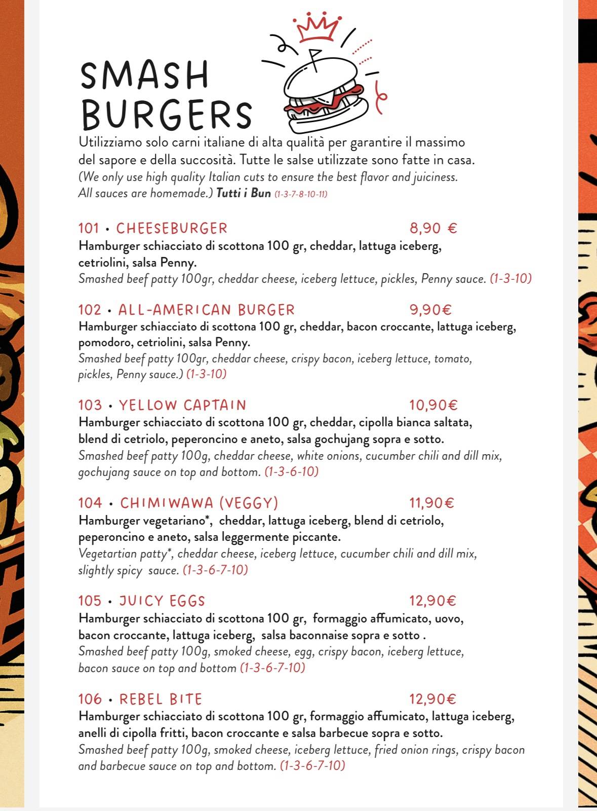Menu di Penny Burger 