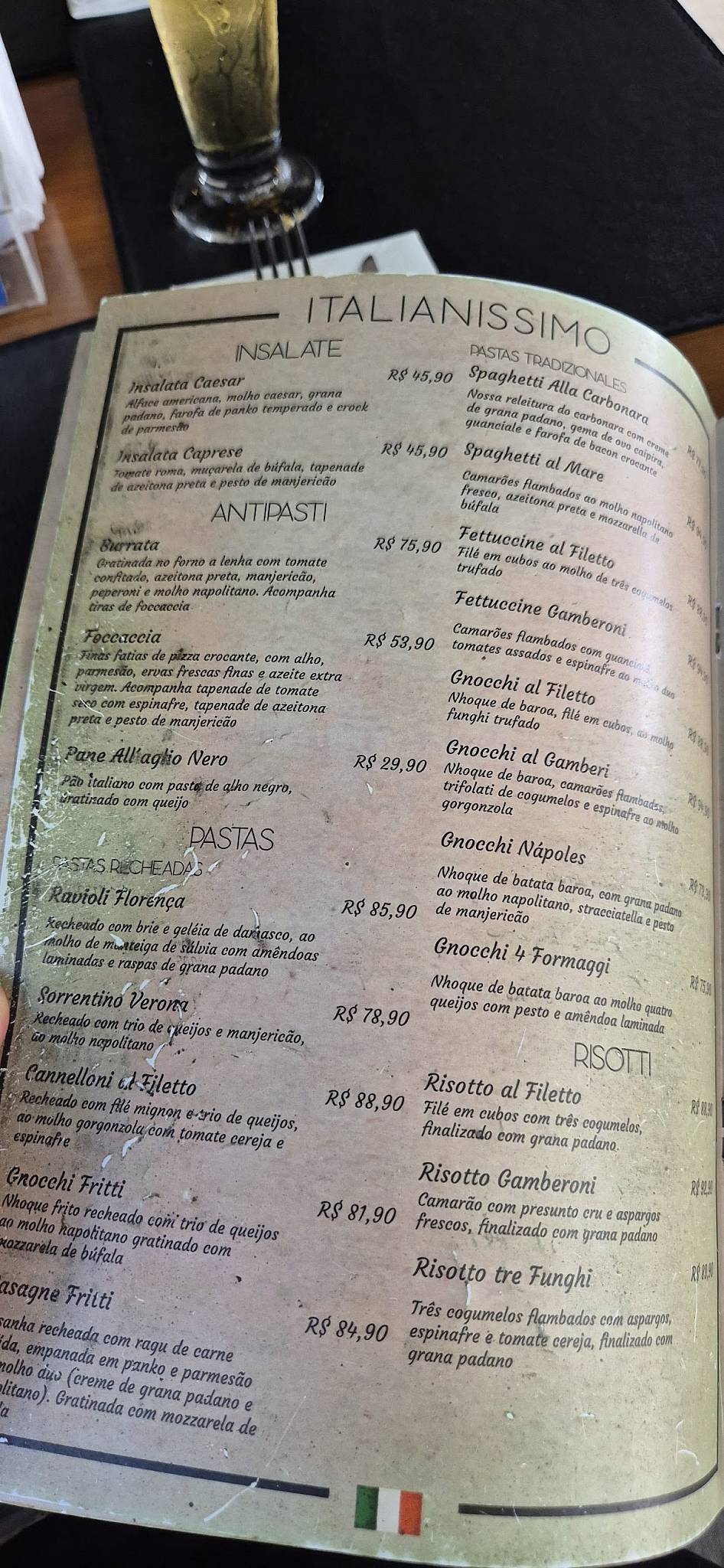 Italianíssimo cardápio