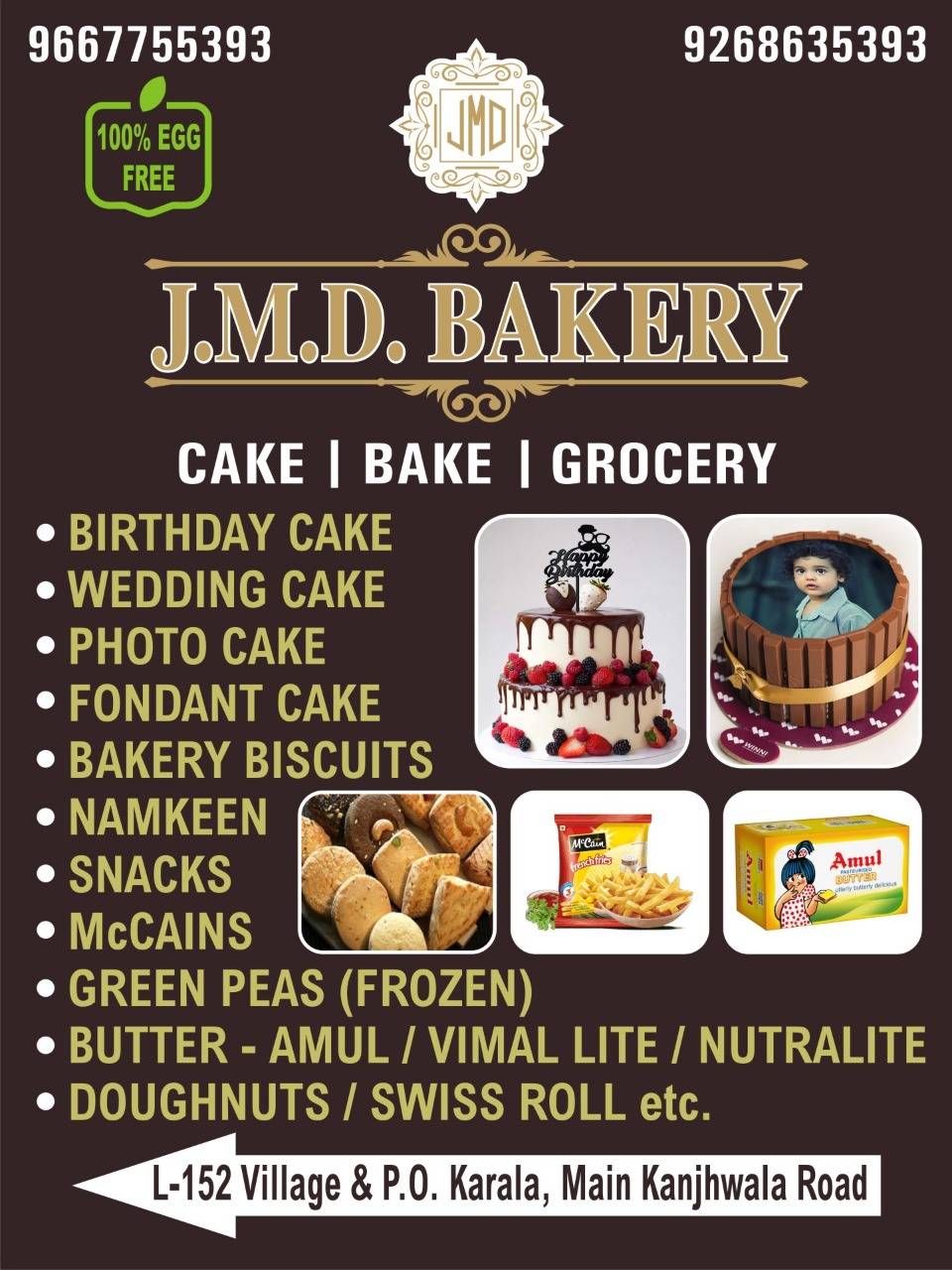 J.M.D Bakery menu