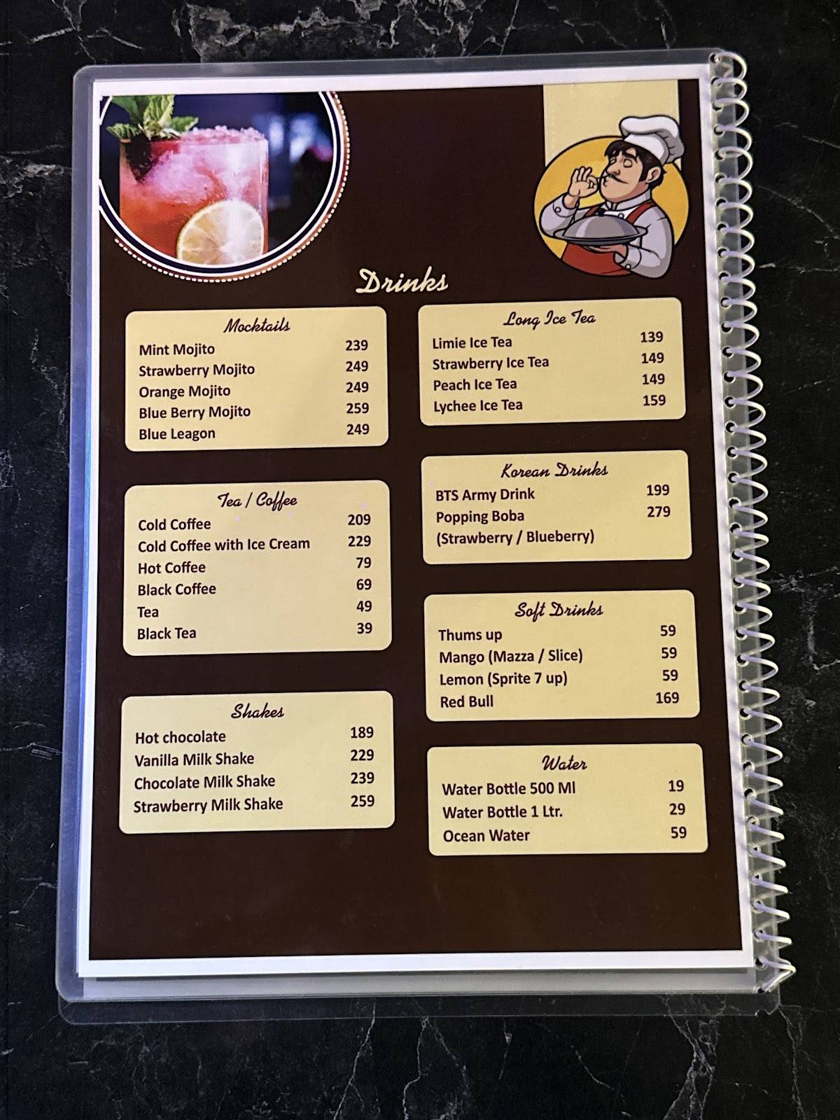 J21 BAR , LOUNGE & DANCE FLOOR menu