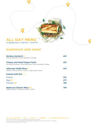 JW Marriott Hotel Kolkata menu