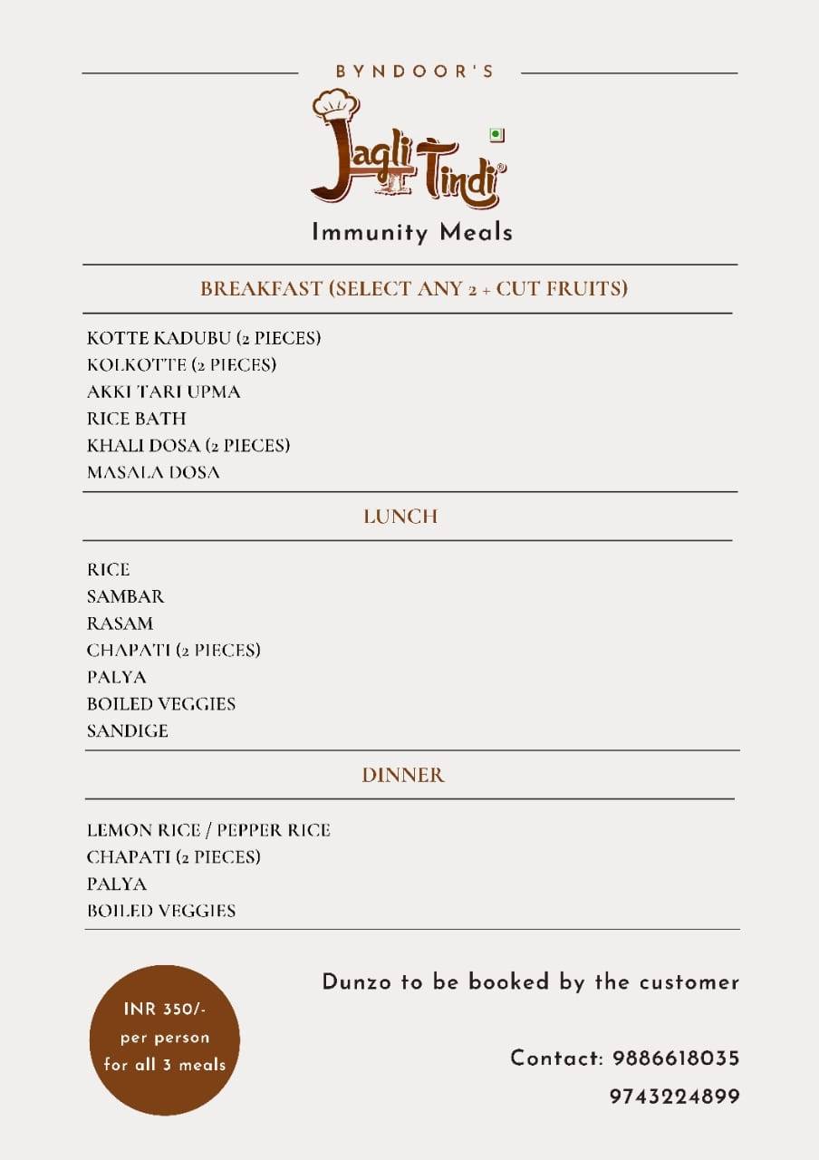 Menu at Jagli Tindi, Bengaluru, 85