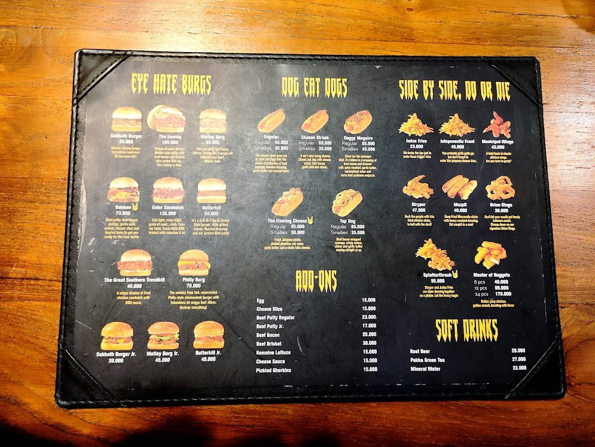 Menu at Lawless Burgerbar Menteng, Central Jakarta, Jl. H. Agus Salim No.60