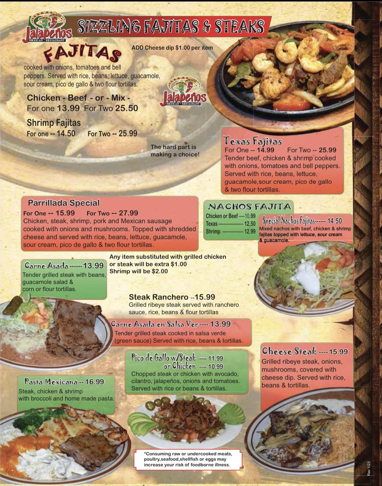 Menu at Jalapeños Méxican Restaurant, Albemarle, US52