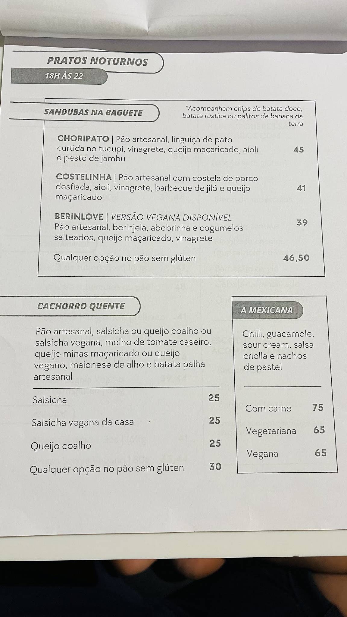 Jamburita cardápio